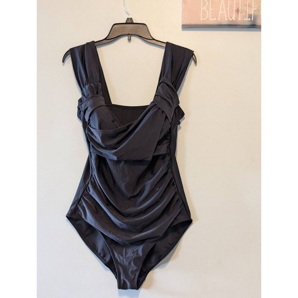 Swimsuits For All Tropiculture Black One Piece Bathing Suit Plus Size 14
